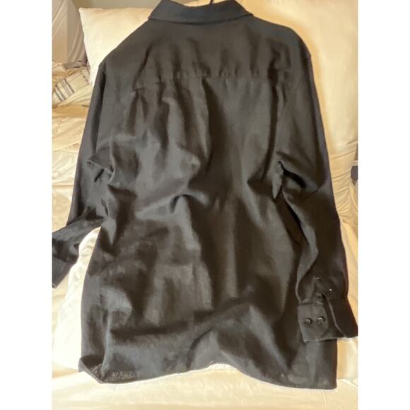 Black Long Sleeve Rayon Linen Embroidered L Mens - Picture 6 of 6